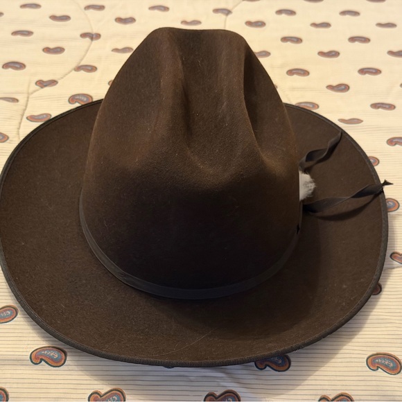 Chocolate Stetson Open Country 7 3/8” Cowboy Hat with Feather Accent - Picture 2 of 7